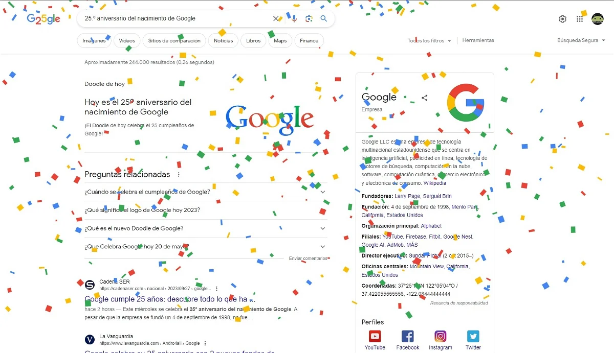 Aniversario de Google